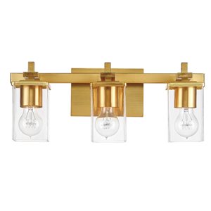 Globe Electric Dakota 20-in 3-light Matte Brass Industrial Vanity Light