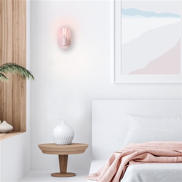 Globe Electric Kiel 1-Light Matte Pink Plug-In or Hardwire Modern Wall Sconce