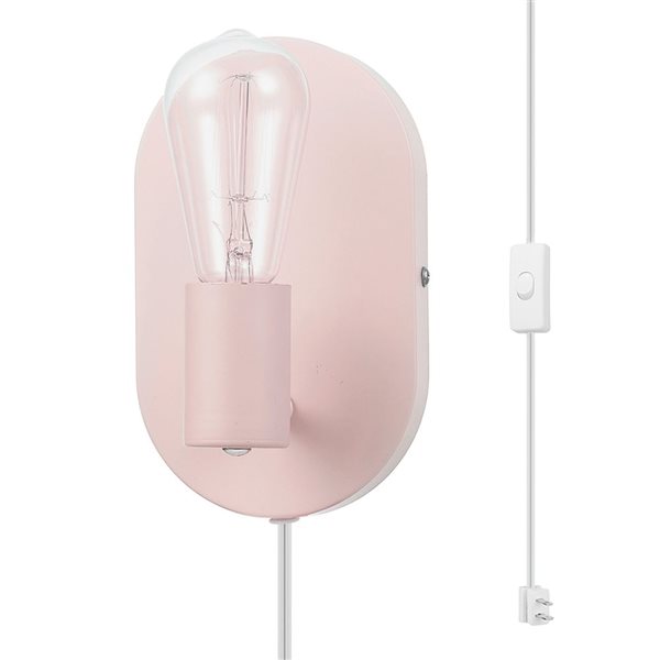 Globe Electric Kiel 1-Light Matte Pink Plug-In or Hardwire Modern Wall Sconce