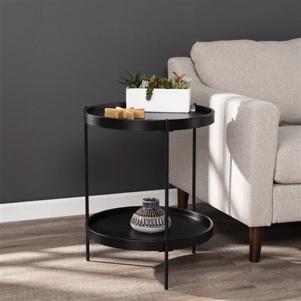 Wood and metal round deals end table