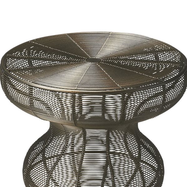 HomeRoots 18-in Bronze Curvy Iron Round Top End Table