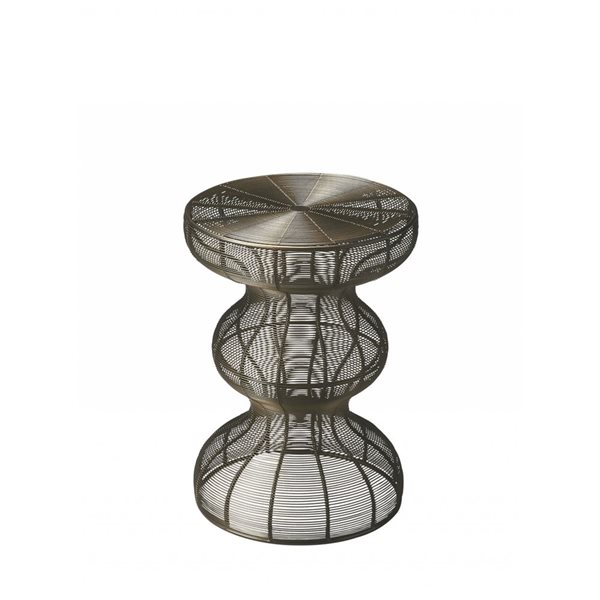 HomeRoots 18-in Bronze Curvy Iron Round Top End Table