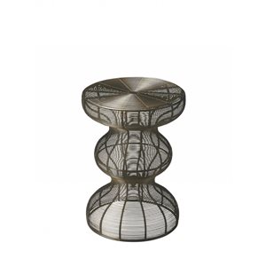 HomeRoots 18-in Bronze Curvy Iron Round Top End Table