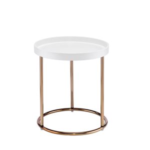 HomeRoots 22-in Copper and White Solid Wood and Steel Round End Table