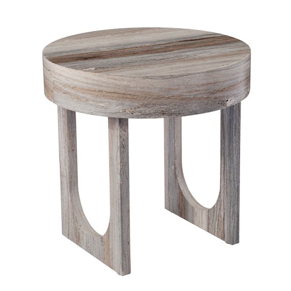 HomeRoots 20-in Brown Manufactured Wood Round End Table