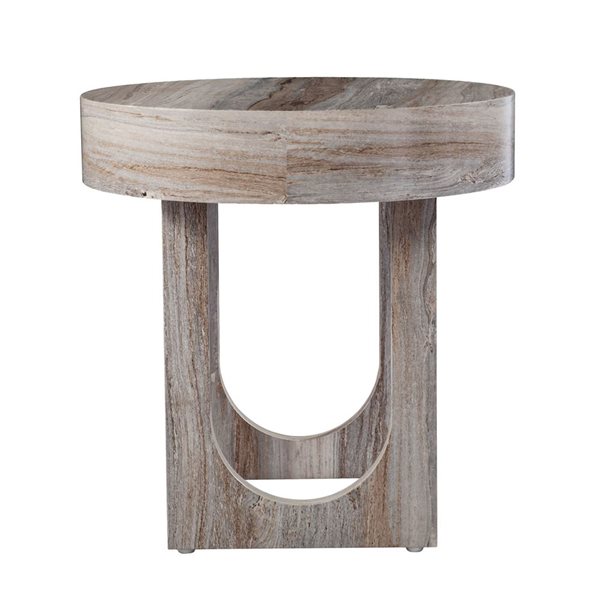 HomeRoots 20-in Brown Manufactured Wood Round End Table