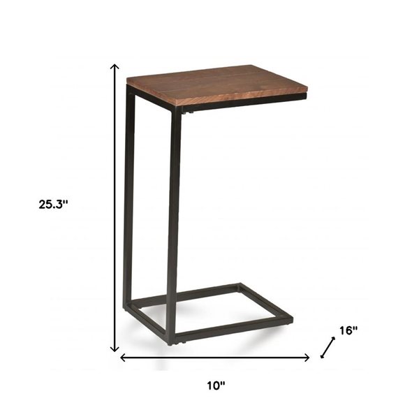 HomeRoots 25-in Black and Chestnut Solid Wood Rectangular End Table