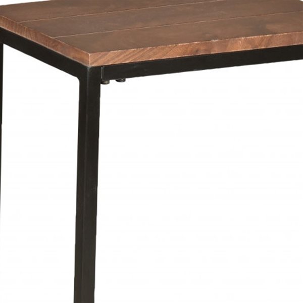 HomeRoots 25-in Black and Chestnut Solid Wood Rectangular End Table