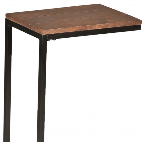 HomeRoots 25-in Black and Chestnut Solid Wood Rectangular End Table