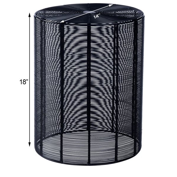 HomeRoots 18-in Black Round Wire End End Table