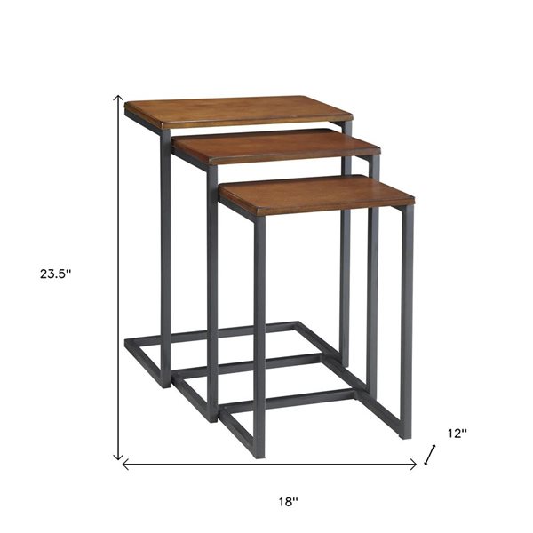 HomeRoots 24-in Black and Brown Wood Rectangular End Table