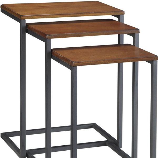 HomeRoots 24-in Black and Brown Wood Rectangular End Table