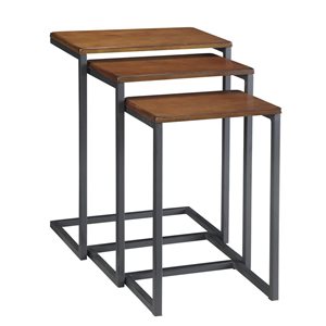 HomeRoots 24-in Black and Brown Wood Rectangular End Table