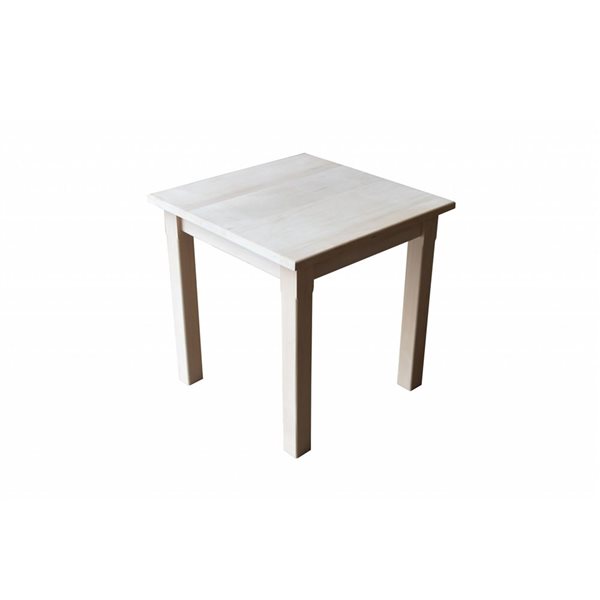 HomeRoots 20-in Unfinished Solid Wood Square End Table