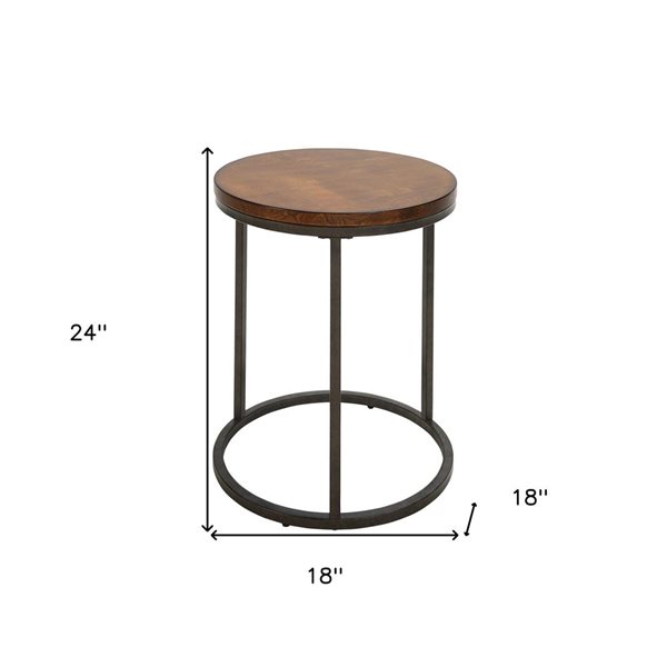 HomeRoots 24-in Black and Brown Wood Rectangular End Table