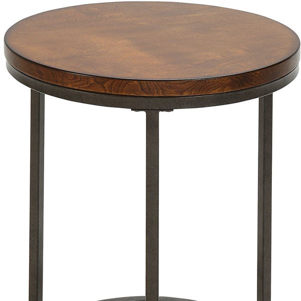 HomeRoots 24-in Black and Brown Wood Rectangular End Table