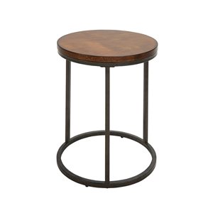 HomeRoots 24-in Black and Brown Wood Rectangular End Table