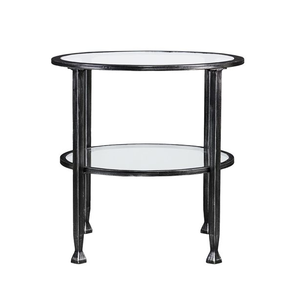 Homeroots 24 In Black Glass And Iron Round End Table 4000402496 Rona