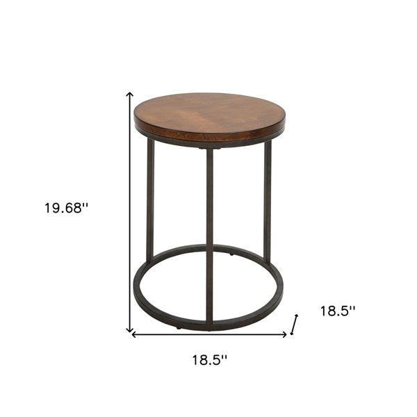 HomeRoots 20-in Black and Grey Wood Square End Table