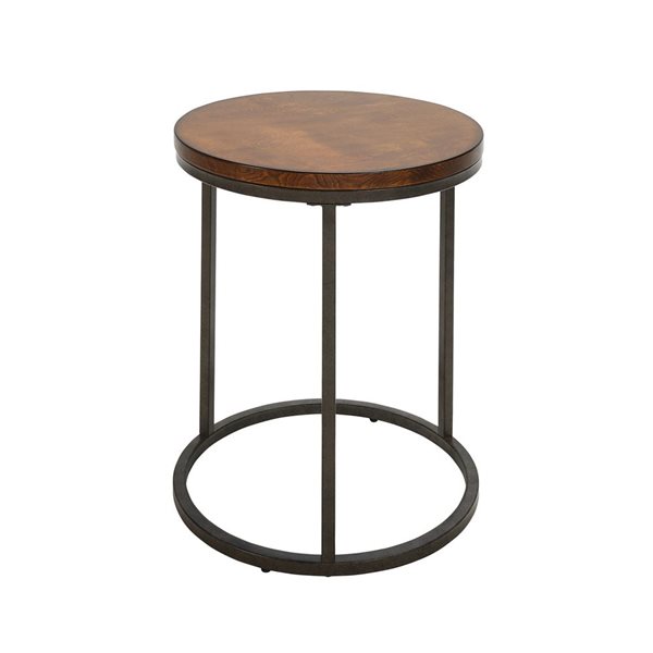 HomeRoots 20-in Black and Grey Wood Square End Table