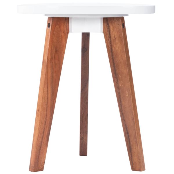 HomeRoots 20-in White and Natural Wood Triangle End Table