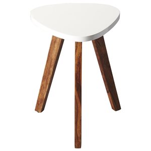 HomeRoots 20-in White and Natural Wood Triangle End Table