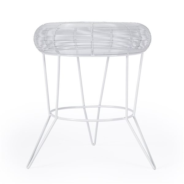 HomeRoots 18-in White Wire Round top End Table