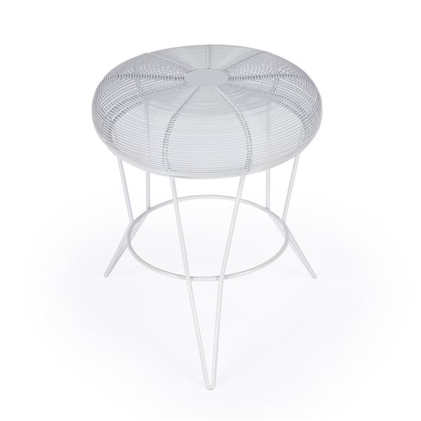 HomeRoots 18-in White Wire Round top End Table