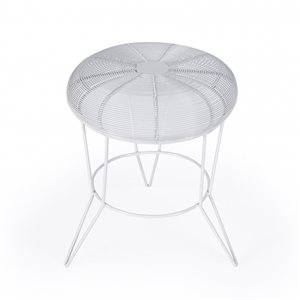 HomeRoots 18-in White Wire Round top End Table