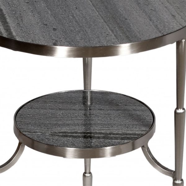 HomeRoots 22-in Nickel Marble and Iron Round End Table