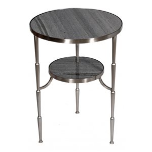 HomeRoots 22-in Nickel Marble and Iron Round End Table