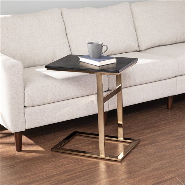 HomeRoots 24-in Gold and Black Contemporary Rectangular End Table