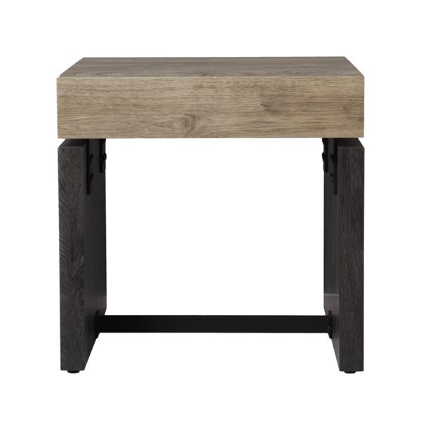 HomeRoots 20-in Natural Wood Manufactured Wood and Iron Square End Table