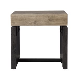 HomeRoots 20-in Natural Wood Manufactured Wood and Iron Square End Table