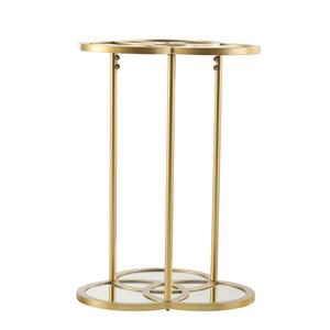 HomeRoots 22-in Gold Mirrored Glass Three Circle End Table