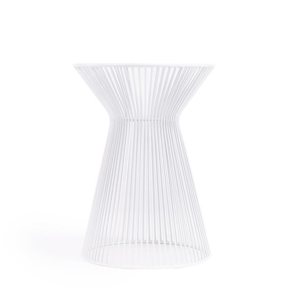 HomeRoots 18-in White Cinched Iron Round Top End Table