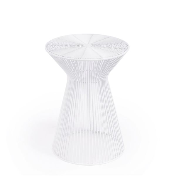 HomeRoots 18-in White Cinched Iron Round Top End Table