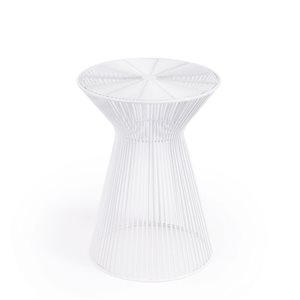 HomeRoots 18-in White Cinched Iron Round Top End Table