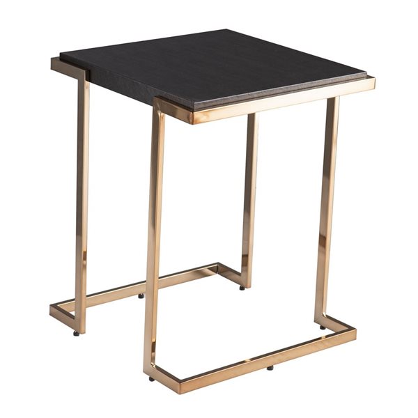 HomeRoots 24-in Black Geometric Metal Square End Table