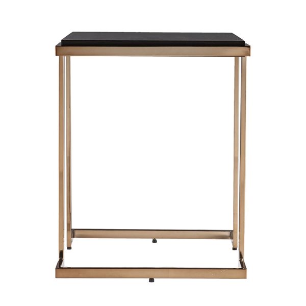 HomeRoots 24-in Black Geometric Metal Square End Table