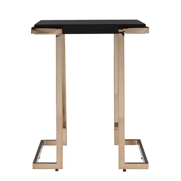 HomeRoots 24-in Black Geometric Metal Square End Table