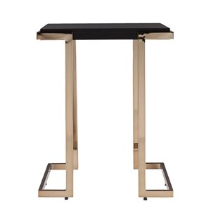 HomeRoots 24-in Black Geometric Metal Square End Table