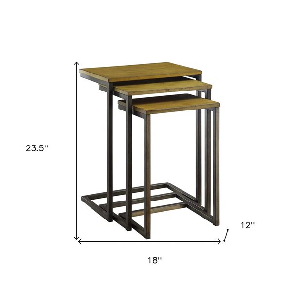 HomeRoots 24-in Black and Brown Solid Wood Rectangular End Table