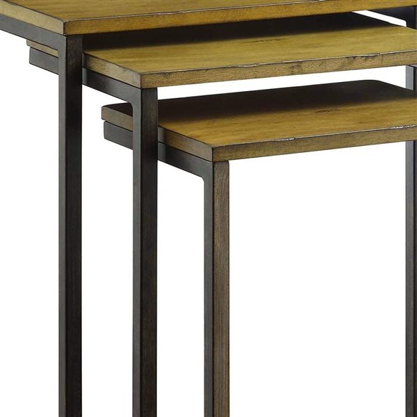 HomeRoots 24-in Black and Brown Solid Wood Rectangular End Table