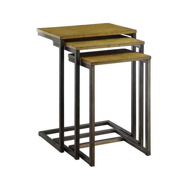 HomeRoots 24-in Black and Brown Solid Wood Rectangular End Table