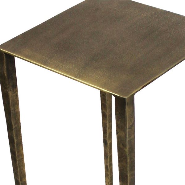 HomeRoots 24-in Brass Iron Square End Table