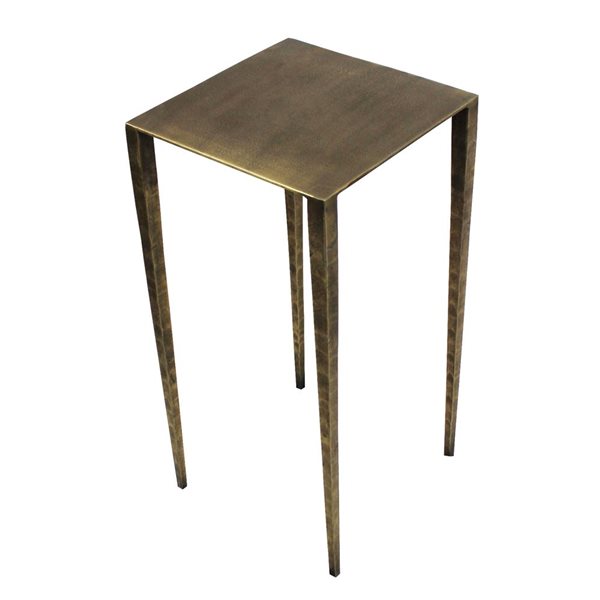 HomeRoots 24-in Brass Iron Square End Table