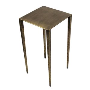 HomeRoots 24-in Brass Iron Square End Table