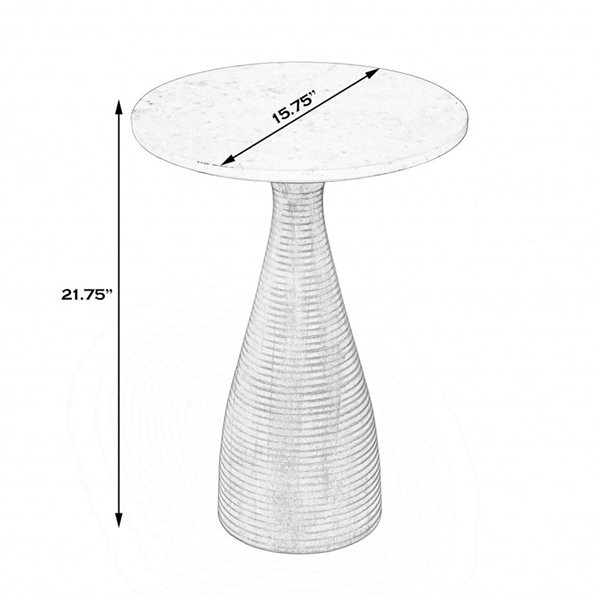 HomeRoots 22-in Brown Marble Round End Table