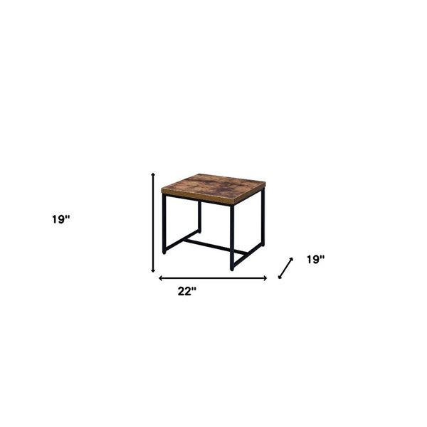 HomeRoots 19-in Black and Brown Oak Manufactured Wood and Metal End Table